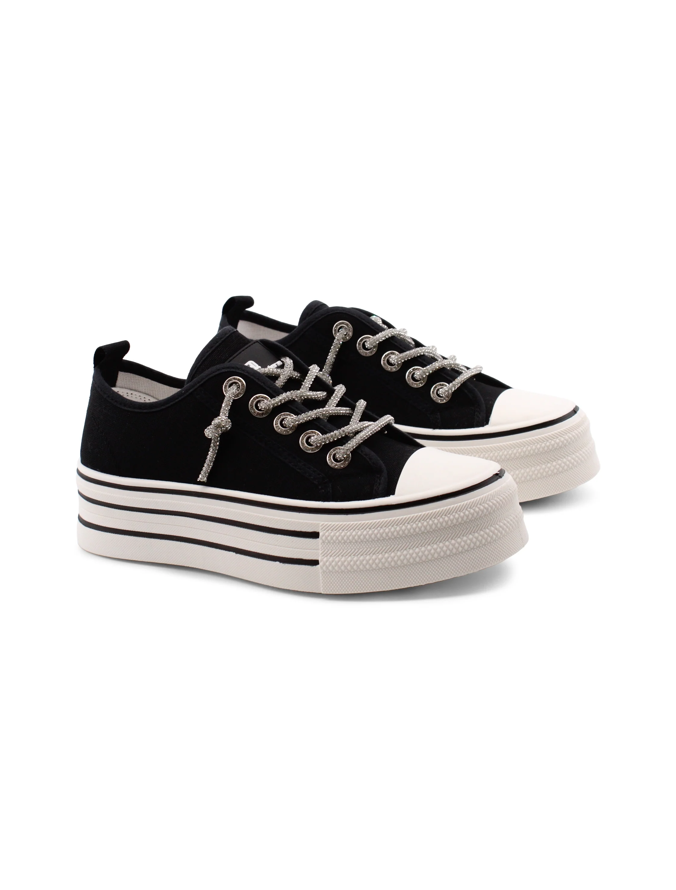 Sneaker platform con lacci gioiello